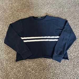 John Galt Navy Blue Sweater with White Stripes